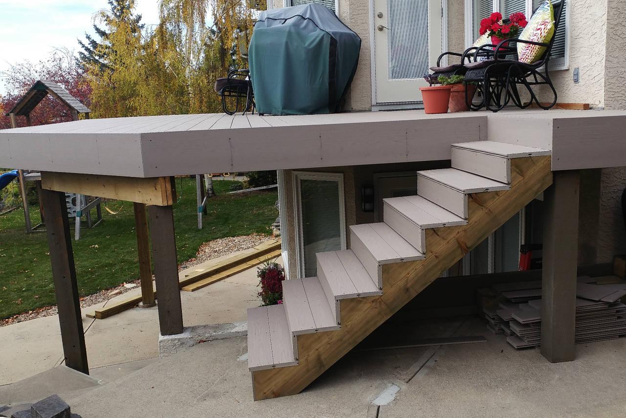 Spacious elevated deck with premium wood finishing and clean lines
