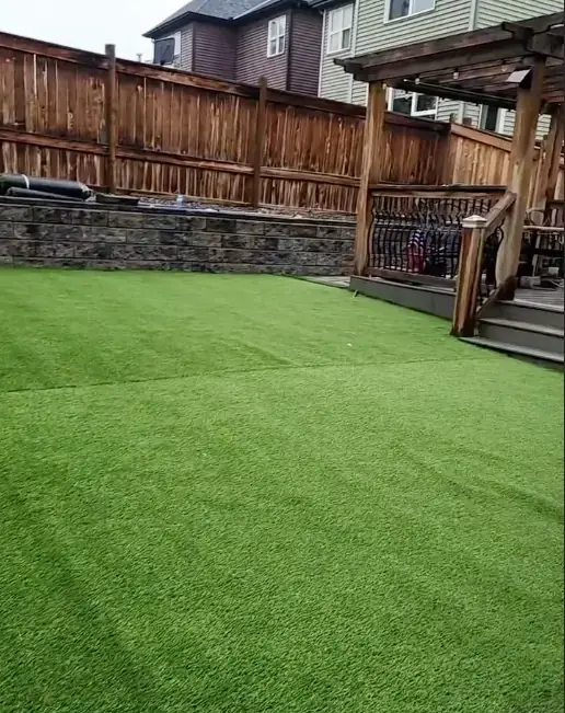 Professional artificial turf installation showing seamless edges and natural look